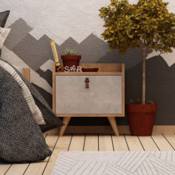 Mesita de noche Paju Roble Blanco Practica Hogar