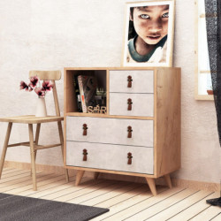 Cómoda Witlof Roble Blanco Practica Hogar