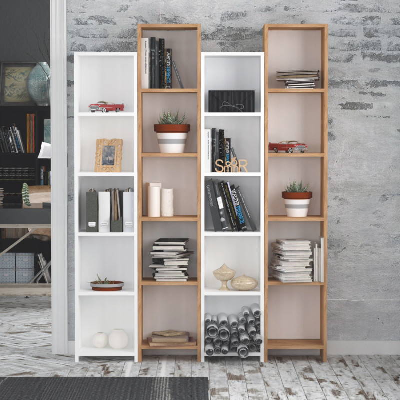 Librería Semm Roble Blanco Practica Hogar Librería Semm Roble Blanco Practica Hogar