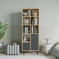 Librería Lasko Antracita Roble Practica Hogar