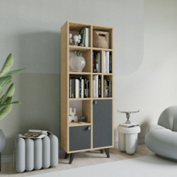 Librería Lasko Antracita Roble Practica Hogar