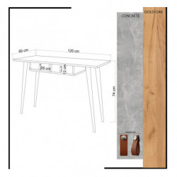 Escritorio de estudio Soomin Roble Gris Practica Hogar