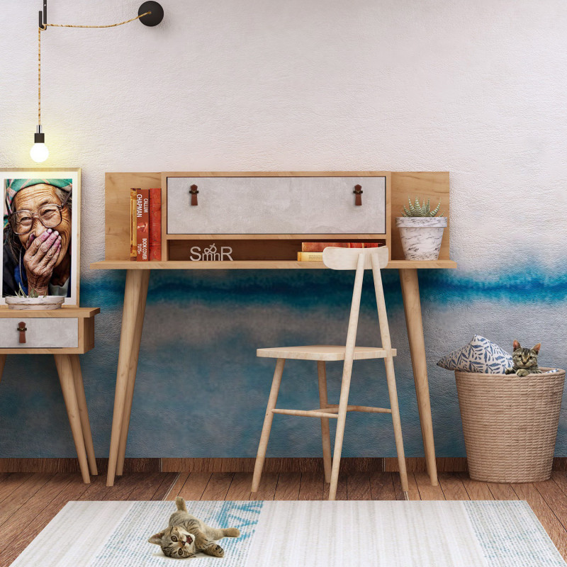 Escritorio de estudio Soojin Roble Blanco Practica Hogar Escritorio de estudio Soojin Roble Blanco Practica Hogar