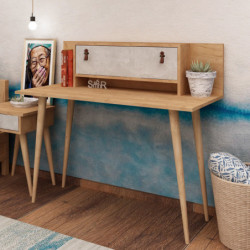 Escritorio de estudio Soojin Roble Blanco Practica Hogar
