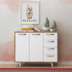 Gabinete multiusos Waga Roble Blanco Practica Hogar