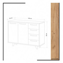 Gabinete multiusos Waga Roble Blanco Practica Hogar