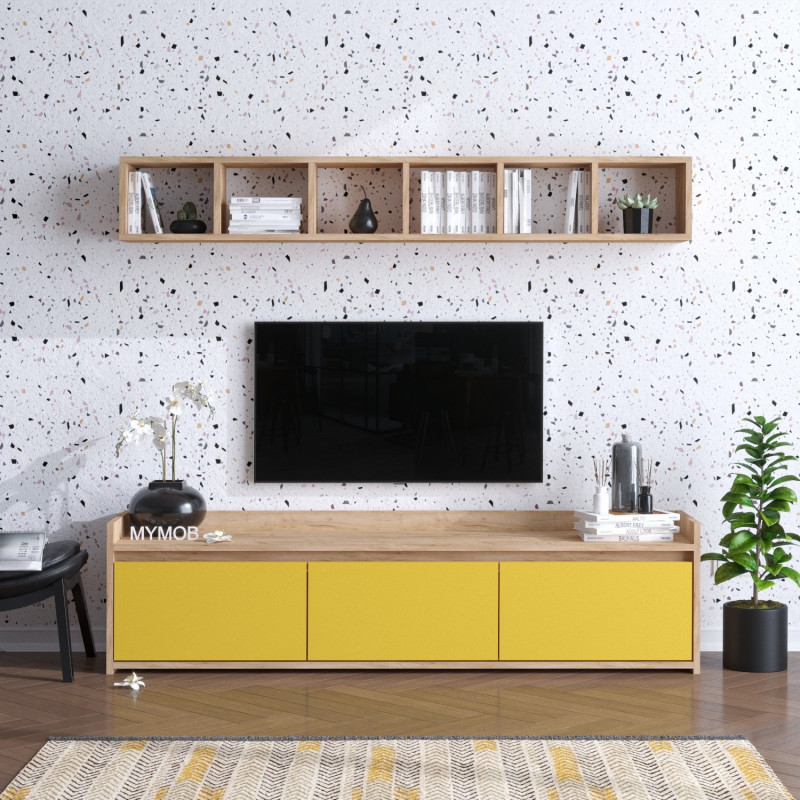 Mueble TV AVAN Roble Amarillo Practica Hogar Mueble TV AVAN Roble Amarillo Practica Hogar