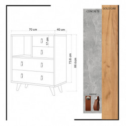 Cómoda ELİN Oro Roble Practica Hogar