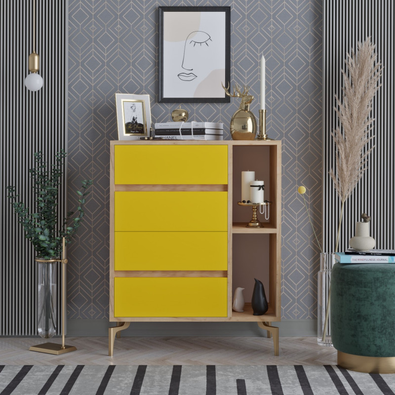 Cómoda YUMİ Roble Amarillo Practica Hogar Cómoda YUMİ Roble Amarillo Practica Hogar