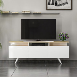 Mueble TV Berlin 150 Roble Blanco Practica Hogar