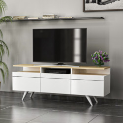 Mueble TV Berlin 150 Roble Blanco Practica Hogar