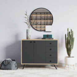 Gabinete multiusos Waga Roble Antracita Practica Hogar