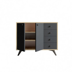 Gabinete multiusos Waga Roble Antracita Practica Hogar