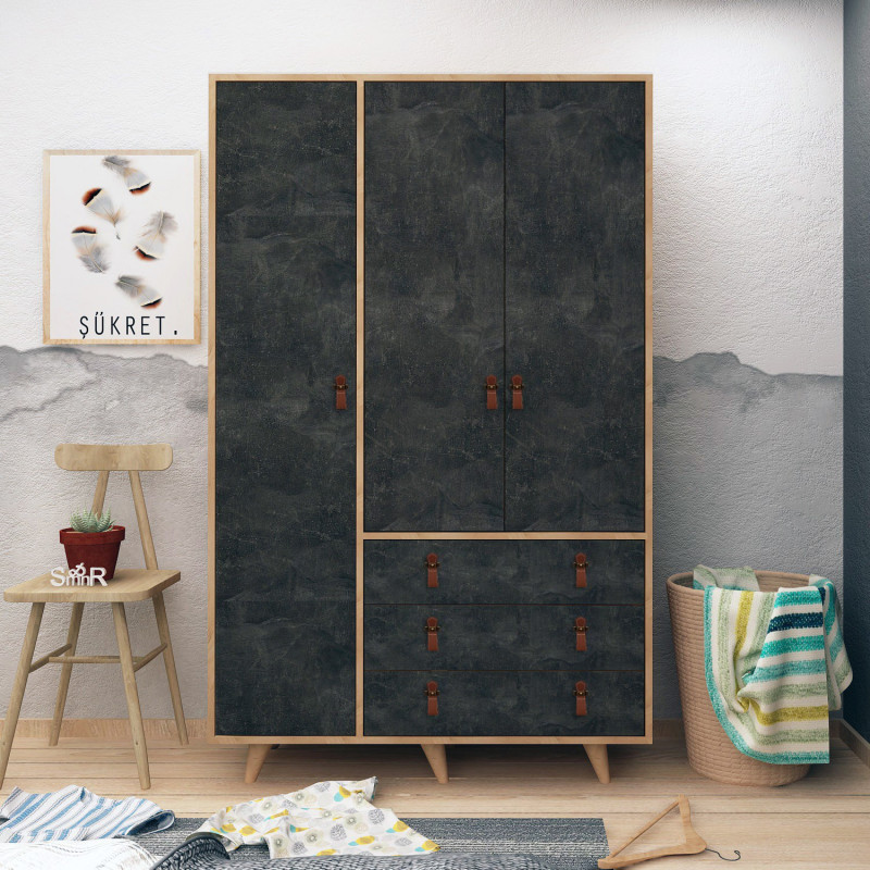 Armario Chunky Roble Gris oscuro Practica Hogar Armario Chunky Roble Gris oscuro Practica Hogar