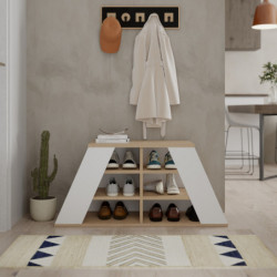 Zapatero Pyramid Shoe Bench Roble Blanco Practica Hogar