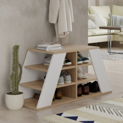 Zapatero Pyramid Shoe Bench Roble Blanco Practica Hogar