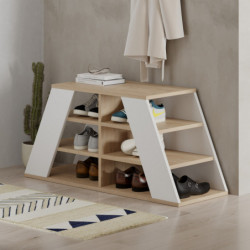 Zapatero Pyramid Shoe Bench Roble Blanco Practica Hogar