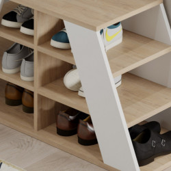 Zapatero Pyramid Shoe Bench Roble Blanco Practica Hogar