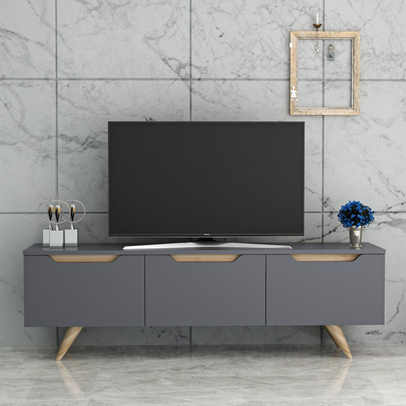 Mueble TV Prag Antracita Roble Practica Hogar Mueble TV Prag Antracita Roble Practica Hogar