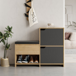Zapatero Haven Shoe Bench Antracita Roble Practica Hogar