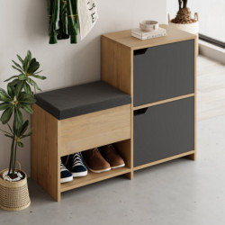 Zapatero Haven Shoe Bench Antracita Roble Practica Hogar