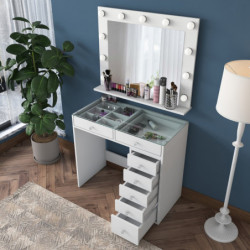 Mesa de maquillaje BJ117 2788 Blanco Practica Hogar