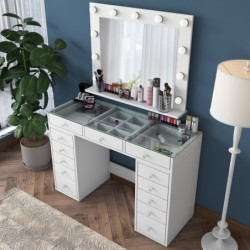 Mesa de maquillaje BJ118 2789 Blanco Practica Hogar