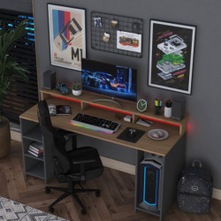 Escritorio de estudio HA122 3000 Nogal Antracita Practica Hogar