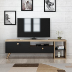 Mueble TV Parion Negro Roble Practica Hogar