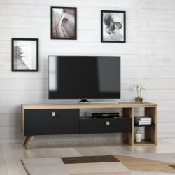 Mueble TV Parion Negro Roble Practica Hogar