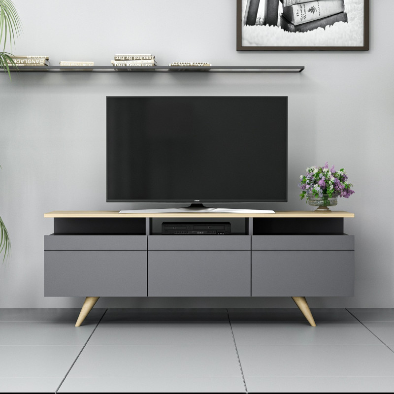Mueble TV Berlin 150 Antracita Roble Practica Hogar Mueble TV Berlin 150 Antracita Roble Practica Hogar