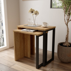 Mesa Nido (2 Piezas) On7-Su Nogal Roble Practica Hogar