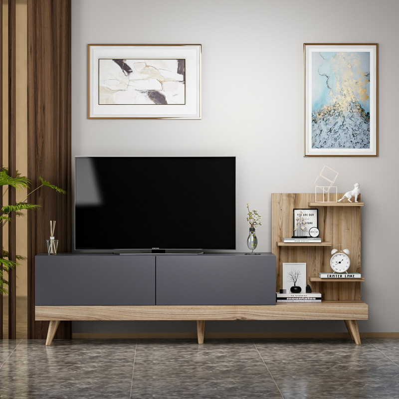 Mueble TV Dizayn Antracita Nogal Practica Hogar Mueble TV Dizayn Antracita Nogal Practica Hogar