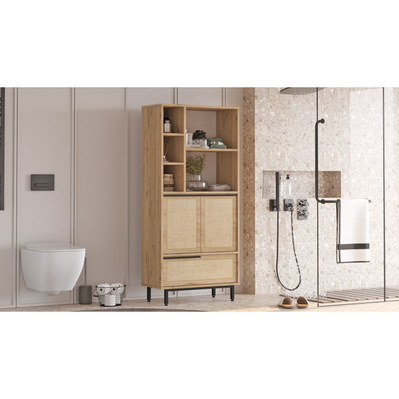 Mueble de baño On9C-Su Nogal Roble Practica Hogar Mueble de baño On9C-Su Nogal Roble Practica Hogar