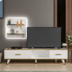 Mueble TV Aren Blanco Oro Practica Hogar