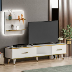 Mueble TV Aren Blanco Oro Practica Hogar
