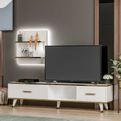 Mueble TV Aren Blanco Oro Practica Hogar