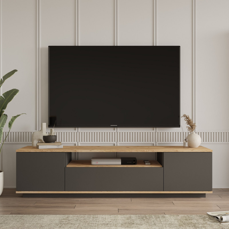 Mueble TV FR7-AA pino atlántico antracita Practica Hogar Mueble TV FR7-AA pino atlántico antracita Practica Hogar