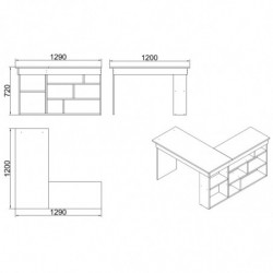 Escritorio de estudio CT5-AW pino atlántico blanco Practica Hogar