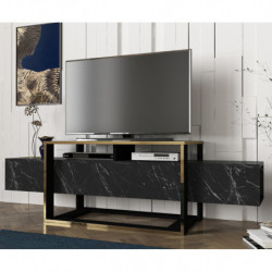 Mueble TV Bianco dorado negro Practica Hogar