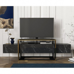 Mueble TV Bianco dorado negro Practica Hogar