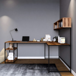 Escritorio de estudio Massası L164 nogal Practica Hogar