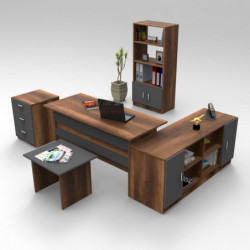 Conjunto de muebles de oficina VO15-BA antracita nogal Practica Hogar