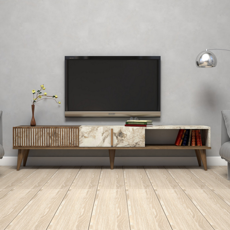 Mueble TV Milan blanco nogal Practica Hogar Mueble TV Milan blanco nogal Practica Hogar