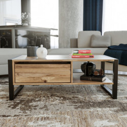 Mesa de centro Haldizen pino atlántico negro Practica Hogar