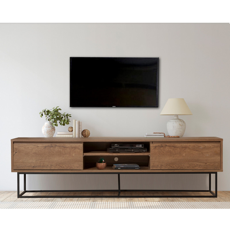 Mueble TV Rodez 180 negro nogal Practica Hogar Mueble TV Rodez 180 negro nogal Practica Hogar
