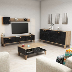 Conjunto de muebles de salón Sumer 2 mármol roble Practica Hogar
