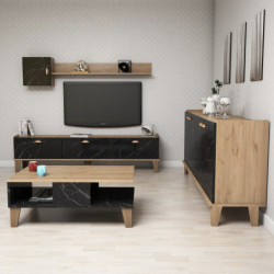 Conjunto de muebles de salón Sumer 2 mármol roble Practica Hogar