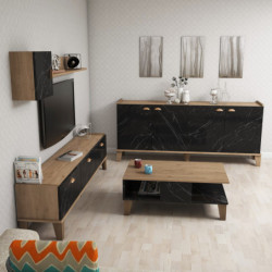 Conjunto de muebles de salón Sumer 2 mármol roble Practica Hogar