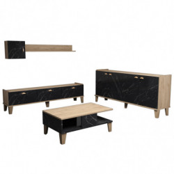 Conjunto de muebles de salón Sumer 2 mármol roble Practica Hogar